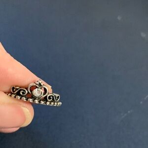 Silver-Tone Scroll Tiara Ring with Clear Stone Size 5 1/2